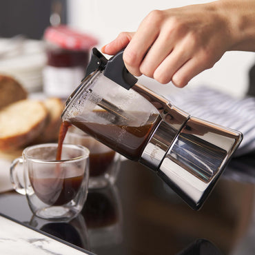 Avanti Como Espresso Maker - 160ml/ 3 CUP
 GLASS TOP STAINLESS STEEL ESPRESSO MAKER (INDUCTION BASE)