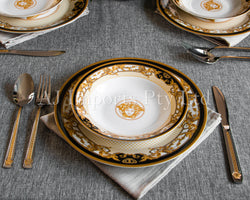 The House of Florence - Medusa Luxe Black and Gold 20-Piece Dinner Set