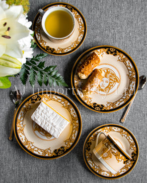 The House of Florence - Medusa Luxe Black and Gold 20-Piece Dinner Set