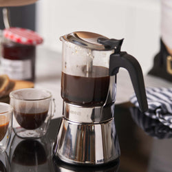 Avanti Como Espresso Maker - 240ml/ 6 CUP  GLASS TOP STAINLESS STEEL ESPRESSO MAKER (INDUCTION BASE)