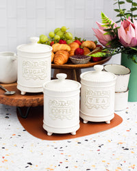 Vintage French Style Set of three Sugar, Tea and Coffee Canister Set