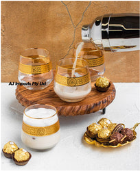 Medusa Stylish and Luxe Design Set/4 Scotch/Whiskey Drinking Glasses Gold