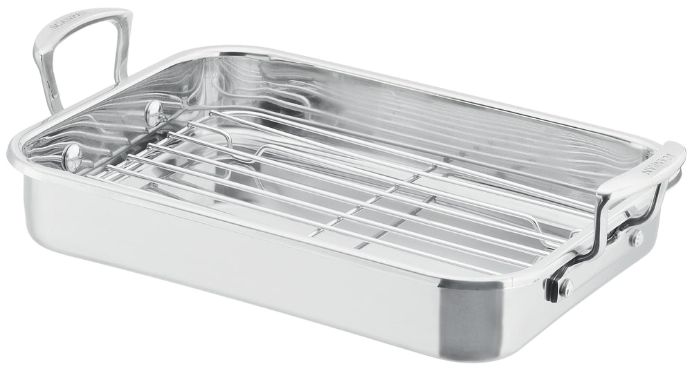 SCANPAN IMPACT  STAINLESS STEEL  Roasting Pan with Rack 42cm x 26cm x 6cm