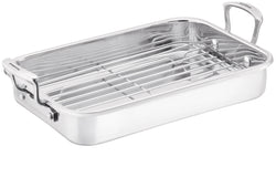 SCANPAN IMPACT  STAINLESS STEEL  Roasting Pan with Rack 42cm x 26cm x 6cm