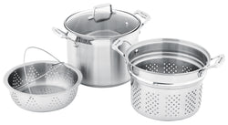 SCANPAN IMPACT  STAINLESS STEEL  Stockpot with Lid 24cm/7.2 Litre Pasta Insert Steamer Insert