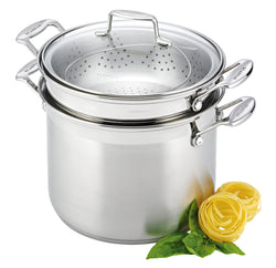 SCANPAN IMPACT  STAINLESS STEEL  Stockpot with Lid 24cm/7.2 Litre Pasta Insert Steamer Insert