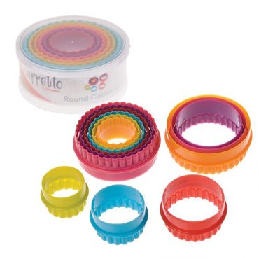 APPETITO DOUBLE SIDED ROUND COOKIE CUTTER SET 6 - MULTI-COLOUR