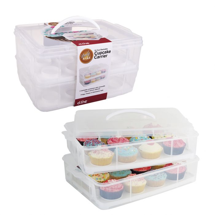 DAILY BAKE 24 CUP STACKABLE CUPCAKE CARRIER - WHITE