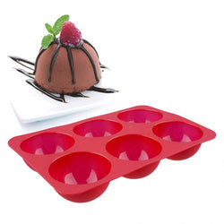 DAILY BAKE SILICONE 6 CUP DOME DESSERT MOULD 66MM DIA. X 40MM - RED