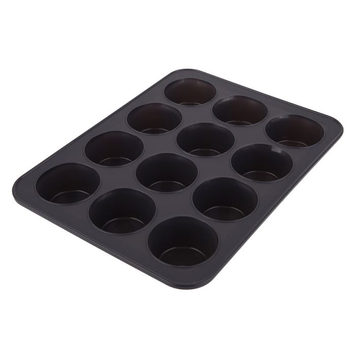 DAILY BAKE SILICONE 12 CUP MUFFIN PAN - CHARCOAL