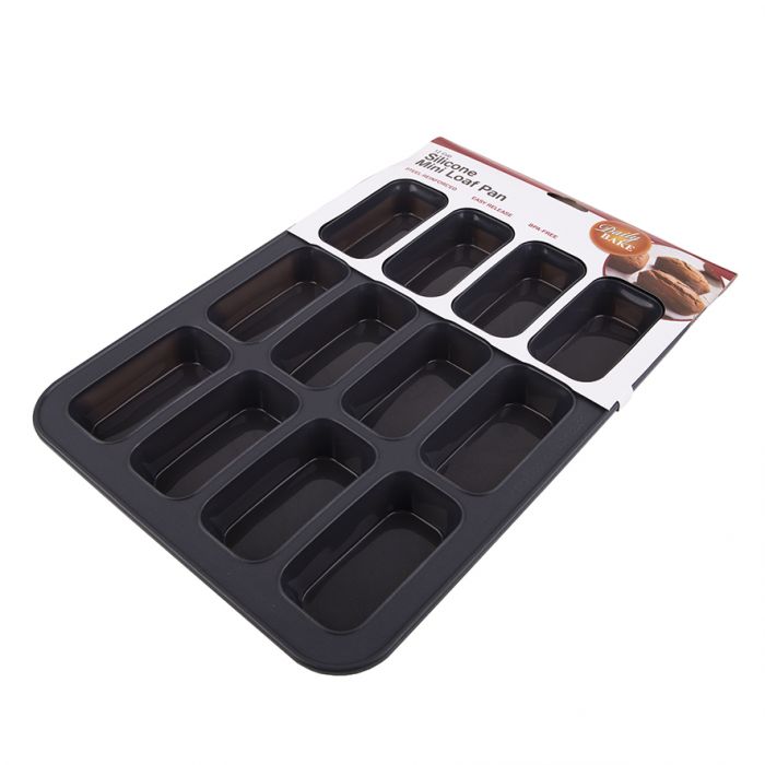 DAILY BAKE SILICONE 12 CUP MINI LOAF PAN - CHARCOAL