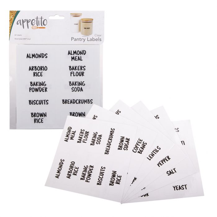 APPETITO CLEAR PANTRY LABELS PACK 60