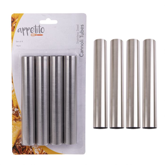 APPETITO STAINLESS STEEL CANNOLI TUBES SET 4