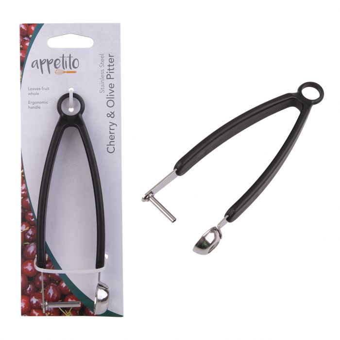 APPETITO STAINLESS STEEL CHERRY & OLIVE PITTER - BLACK