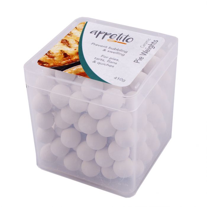 APPETITO CERAMIC PIE WEIGHTS IN REUSABLE SQUARE TUB 410G - WHITE