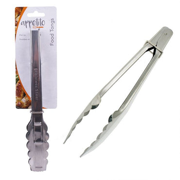 APPETITO STAINLESS STEEL TONGS W/ FLAT TIPS 23CM