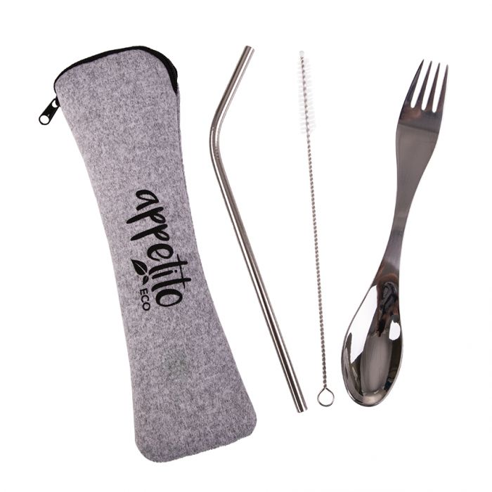 APPETITO 3 PIECE STAINLESS STEEL TRAVELLER'S CUTLERY SET