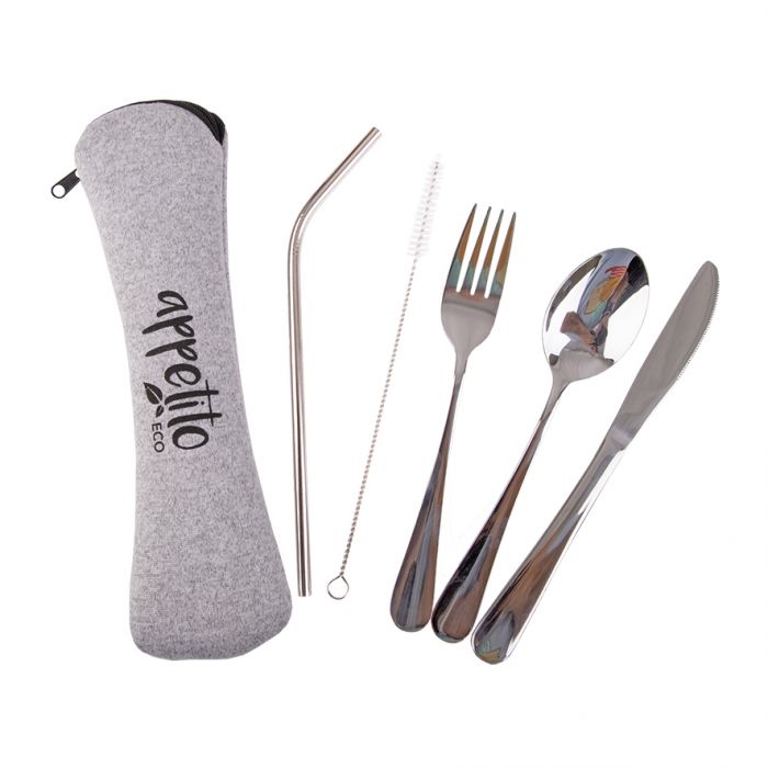 APPETITO 5 PIECE STAINLESS STEEL TRAVELLER'S CUTLERY SET