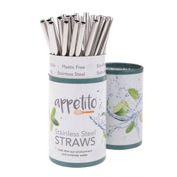 APPETITO STAINLESS STEEL STRAIGHT SMOOTHIE STRAWS - INDIVISUAL