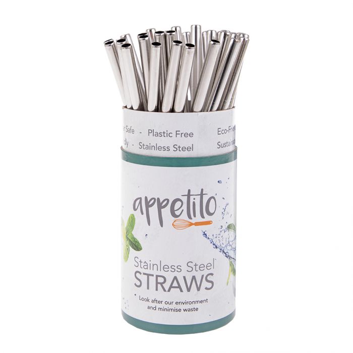 APPETITO STAINLESS STEEL STRAIGHT SMOOTHIE STRAWS - INDIVISUAL