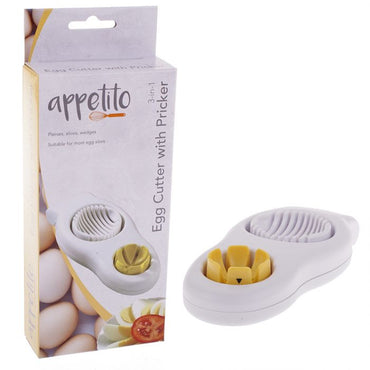 APPETITO 3-IN-1 EGG CUTTER W/ PIERCER - WHITE