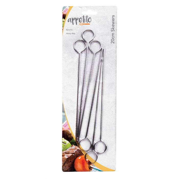 APPETITO CHROME SKEWERS 8"/20CM SET 6