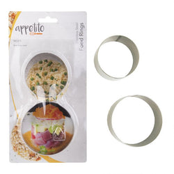 APPETITO STAINLESS STEEL ROUND FOOD RINGS SET 2 63MM & 75MM DIA. X 45MM HIGH