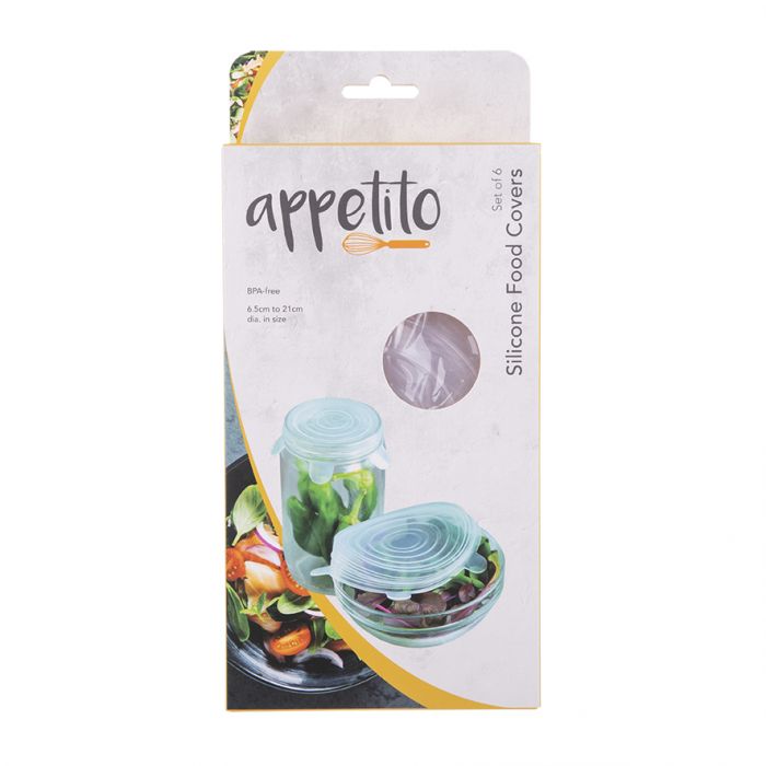 APPETITO REUSABLE SILICONE FOOD COVERS SET 6