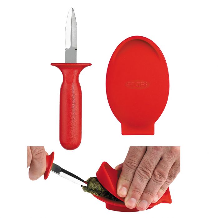 EDGE DESIGN OYSTER SHUCKING SET - RED