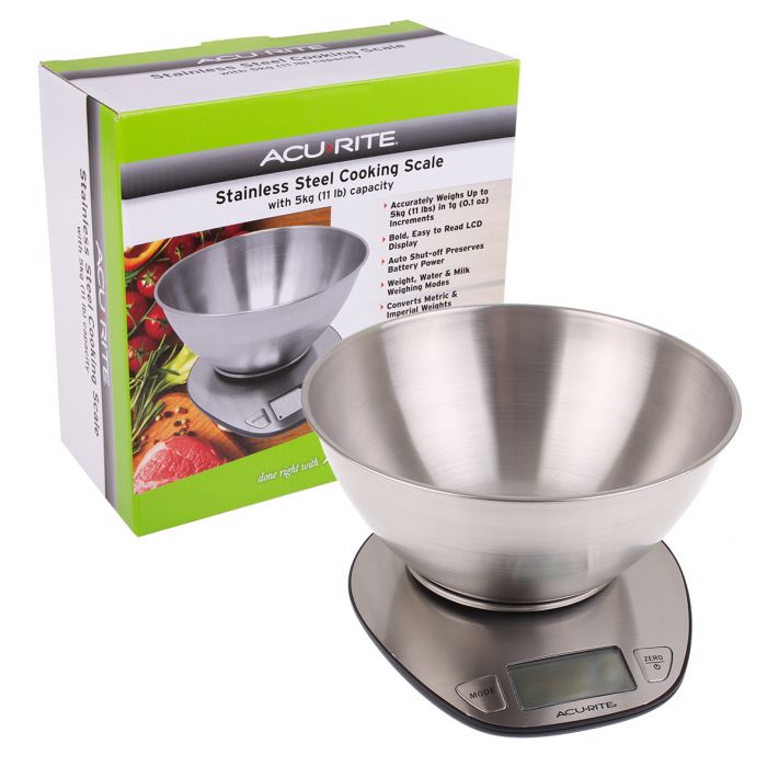 ACURITE STAINLESS STEEL DIGITAL SCALE W/ BOWL
