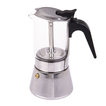 CASABARISTA "CAPRI" 6 CUP GLASS TOP STAINLESS STEEL ESPRESSO MAKER (INDUCTION BASE)