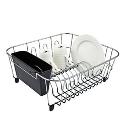 D.LINE SMALL DISH DRAINER CHROME/PVC W/ CADDY 36.5 X 32.5 X 14.5CM