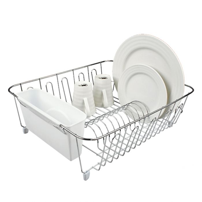 D.LINE SMALL DISH DRAINER CHROME/PVC W/ CADDY 36.5 X 32.5 X 14.5CM