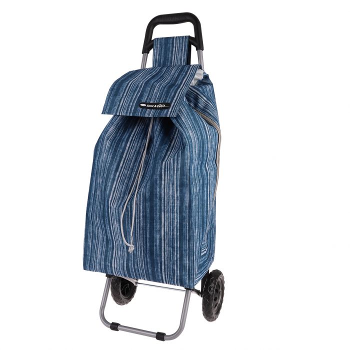 SHOP & GO "SPRINT" SHOPPING TROLLEY - BLUE STRIPES