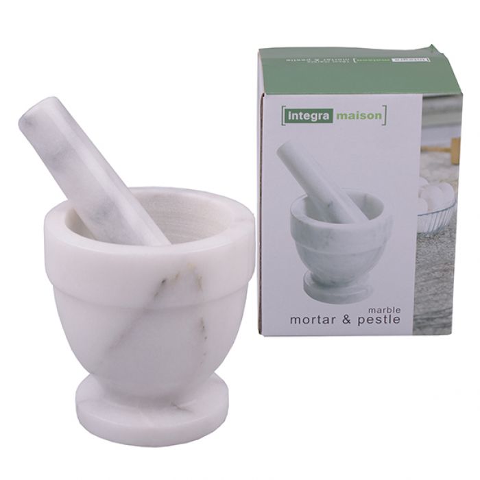 INTEGRA GREY MARBLE MORTAR & PESTLE 10CM