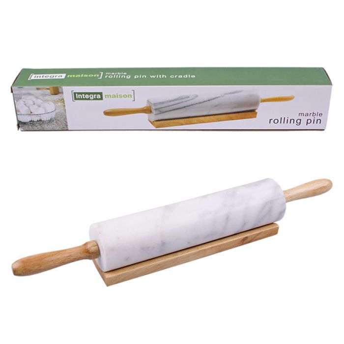 INTEGRA GREY MARBLE ROLLING PIN W/ CRADLE