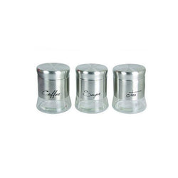 The Family of Florance Three Piece Silver Glass Canisters - Silver