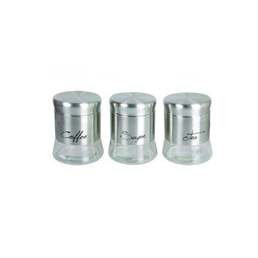 The Family of Florance Three Piece Silver Glass Canisters - Silver