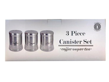 The Family of Florance Three Piece Silver Glass Canisters - Silver