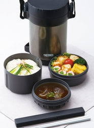 Thermos 1.3L S/Steel Vacuum Insulated Food Storage with Containers & Chopsticks