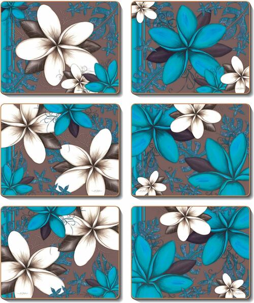 Aqua Frangipani Coasters