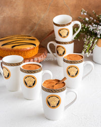 House of Florence Medusa Black and Gold 6 Piece Mug Set