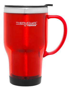 Thermos 470ml Stainless Steel Inner, Platic Outer Travel Mug - Red